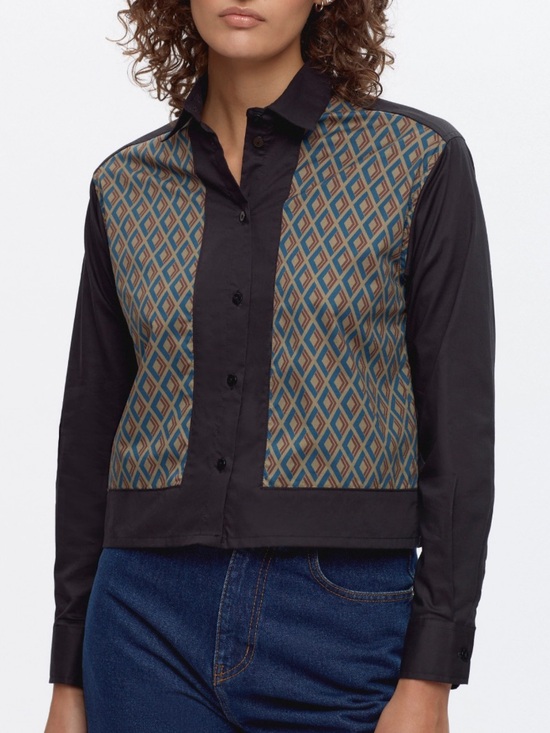 KOTN Tops - KOTN Geometric Panel Button-Up Shirt M